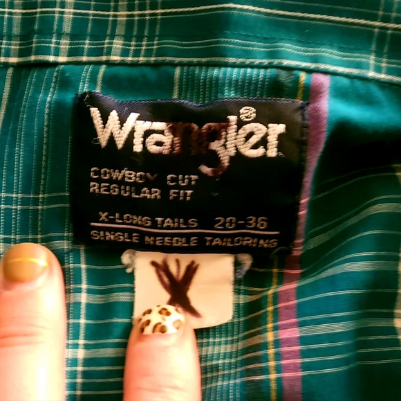 Vintage Wrangler light weight summer pearl snap shirt teal purple stripe xxl? - Picture 3 of 7